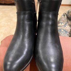 Black leather ankle boots